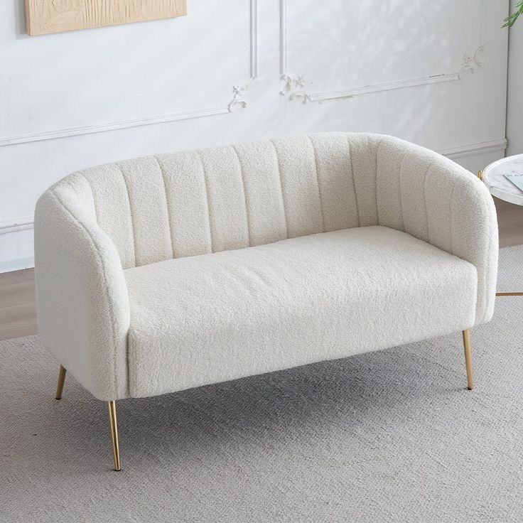 Ivory Channel Bouclé 2-Seater Sofa