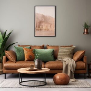Savannah Luxe Tan Leather Swede Sofa