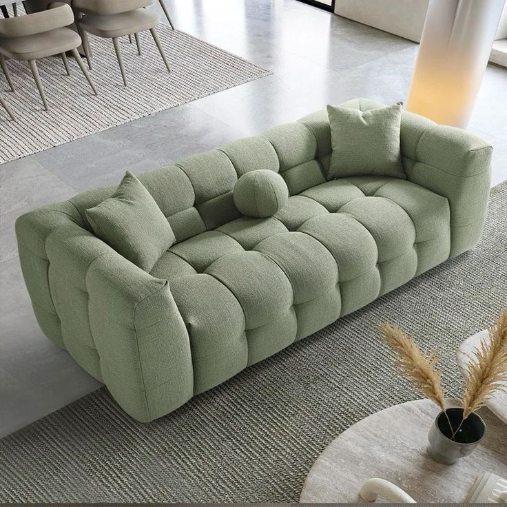 Plush Grid 3-Seater Sofa