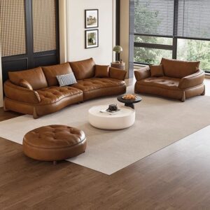 Curva Leather Swede Living Set