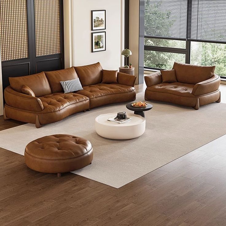 Curva Leather Living Set